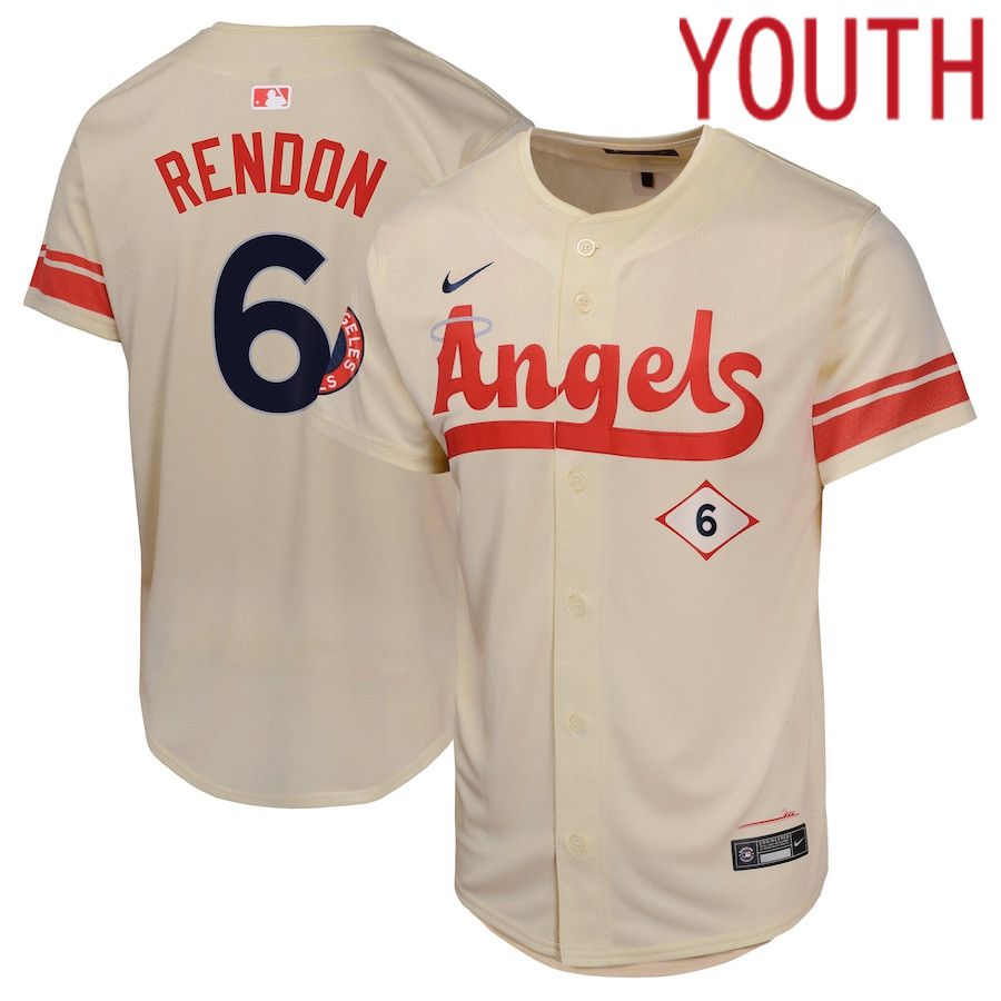 Youth Los Angeles Angels #6 Anthony Rendon Nike Cream City Connect Limited Player MLB Jersey->customized mlb jersey->Custom Jersey